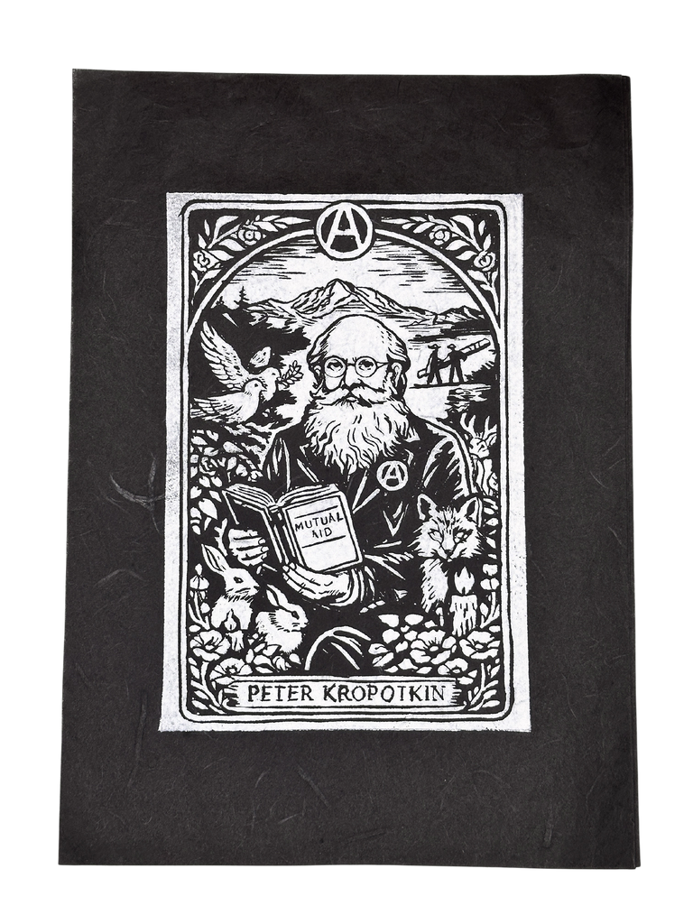 "Peter Kropotkin" Original Block Print 8.27 x 11.69